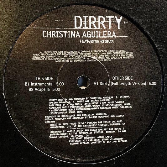 Christina Aguilera feat. Redman – Dirrty – 2002 Pop / R&B · 12" Vinyl · NM / Generic Sleeve