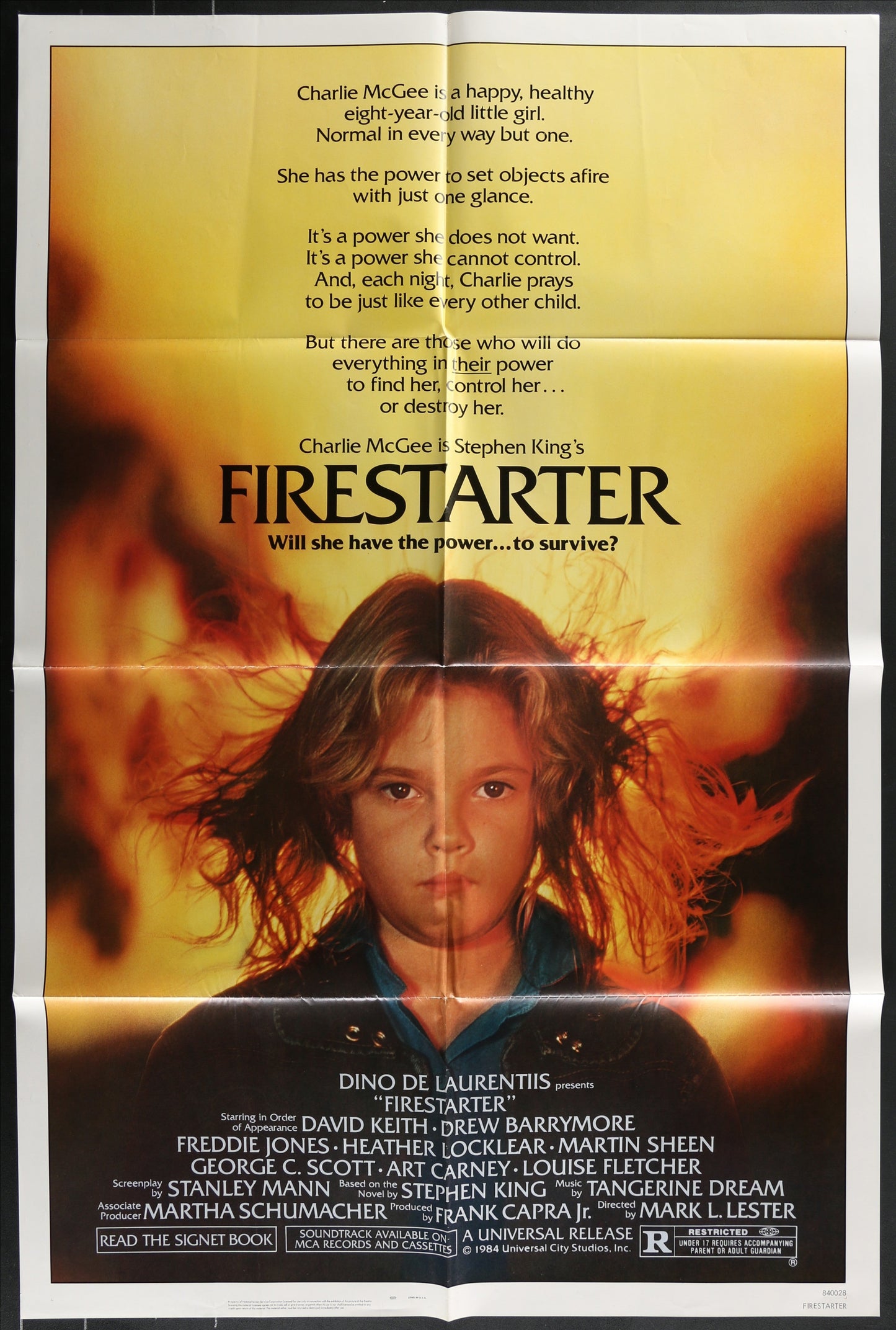 Firestarter (1984) Original US One Sheet Movie Poster