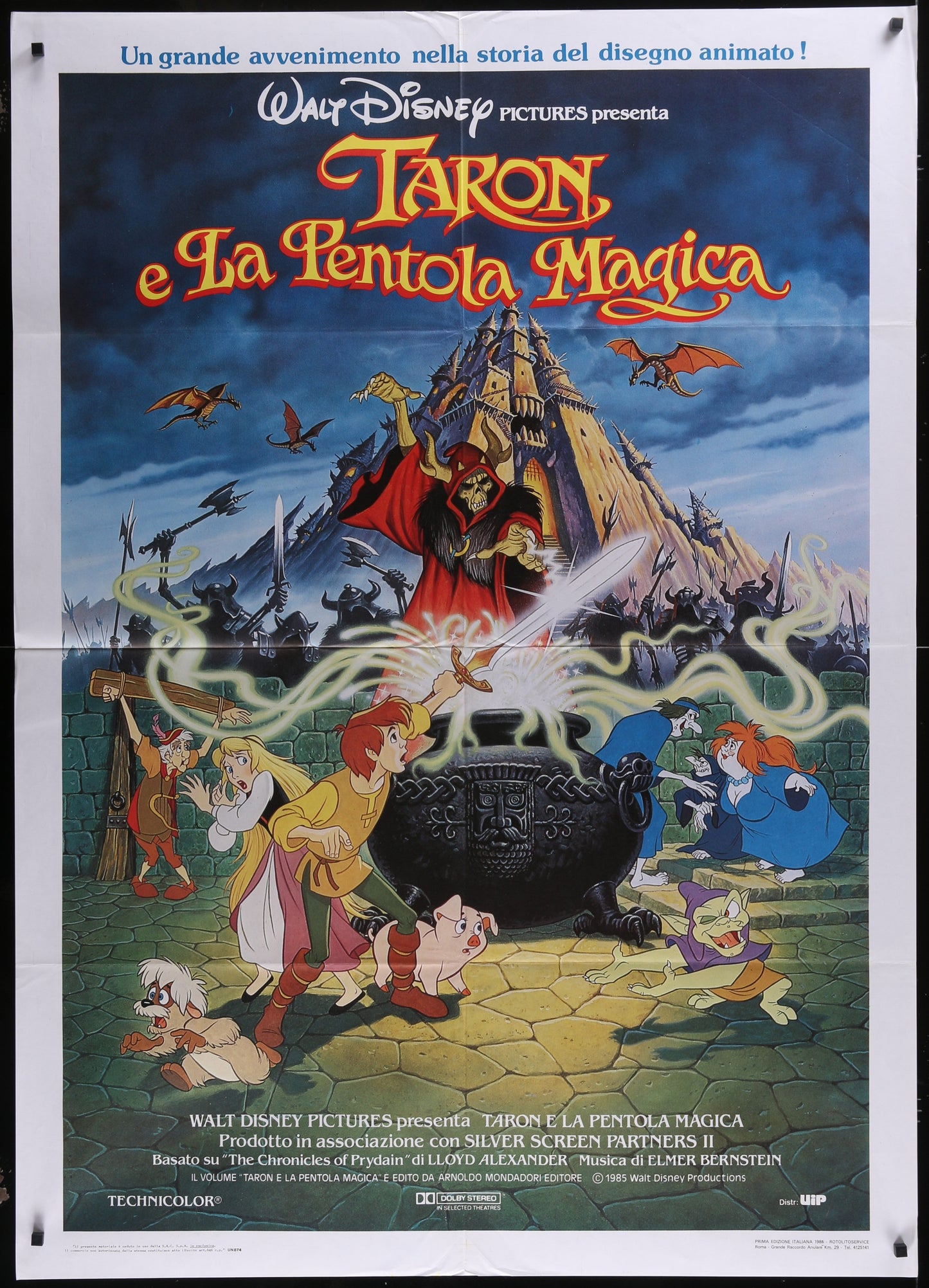 The Black Cauldron (1986) Original Italian One Panel Movie Poster
