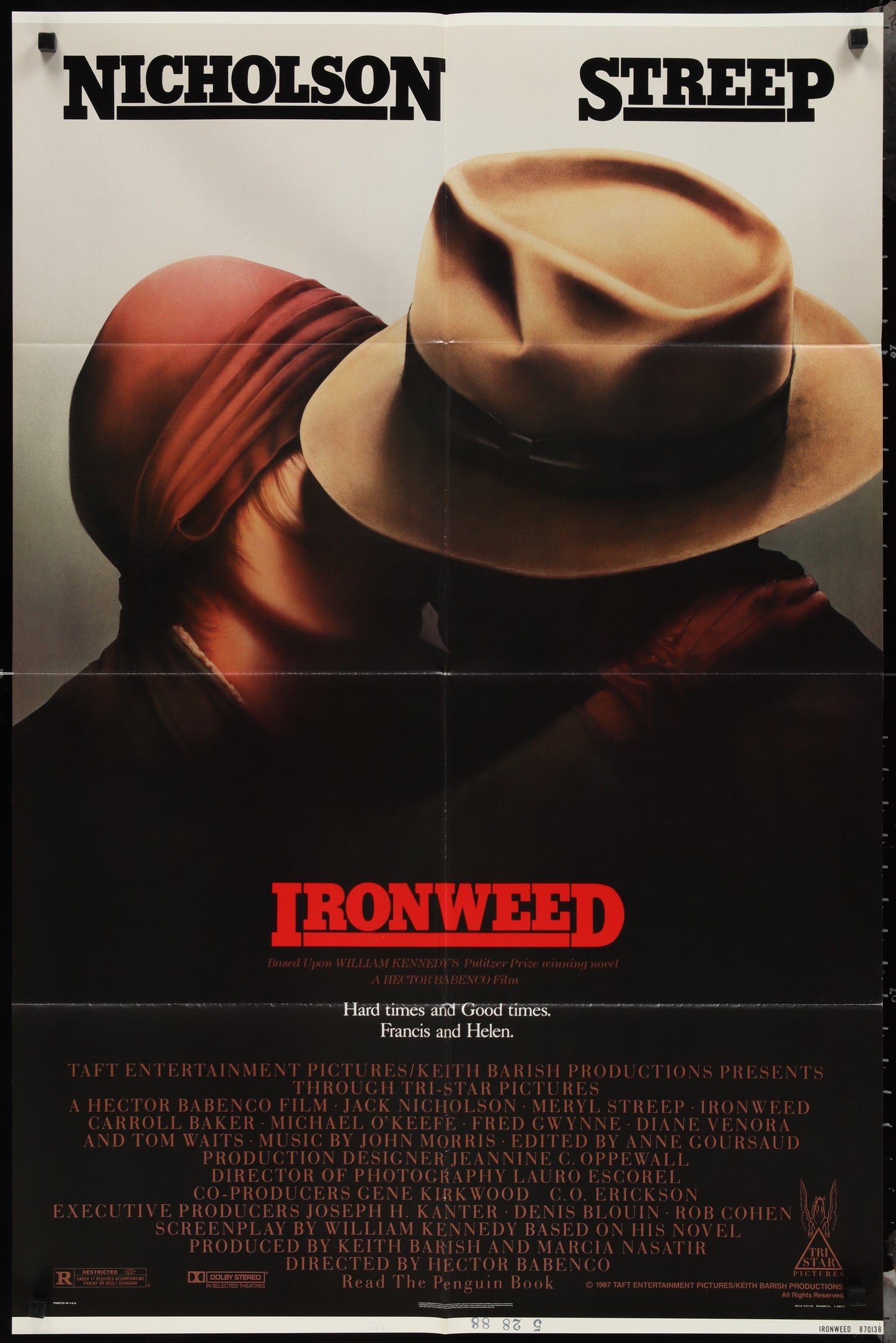 Ironweed (1987) Original US One Sheet Movie Poster