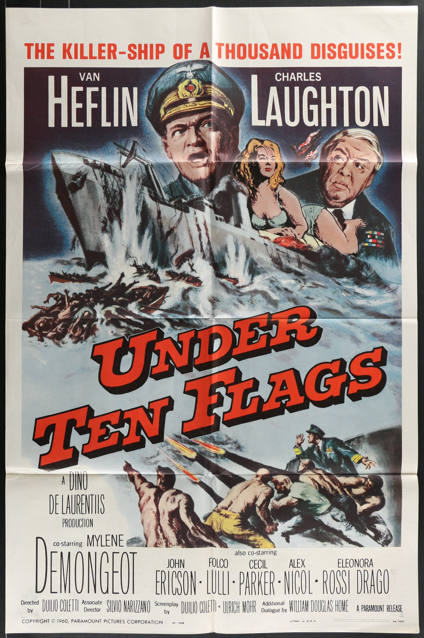 Under Ten Flags (1960) Original US One Sheet Movie Poster