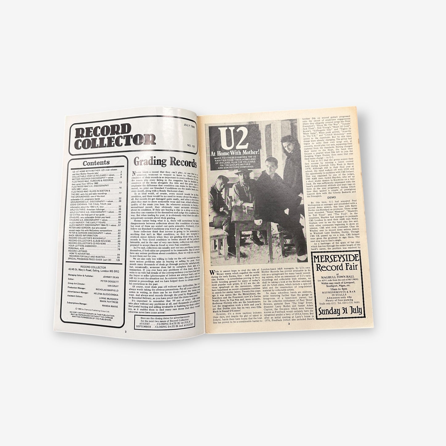 1988 U2 - Rock In Ireland - Record Collector Magazine No.107
