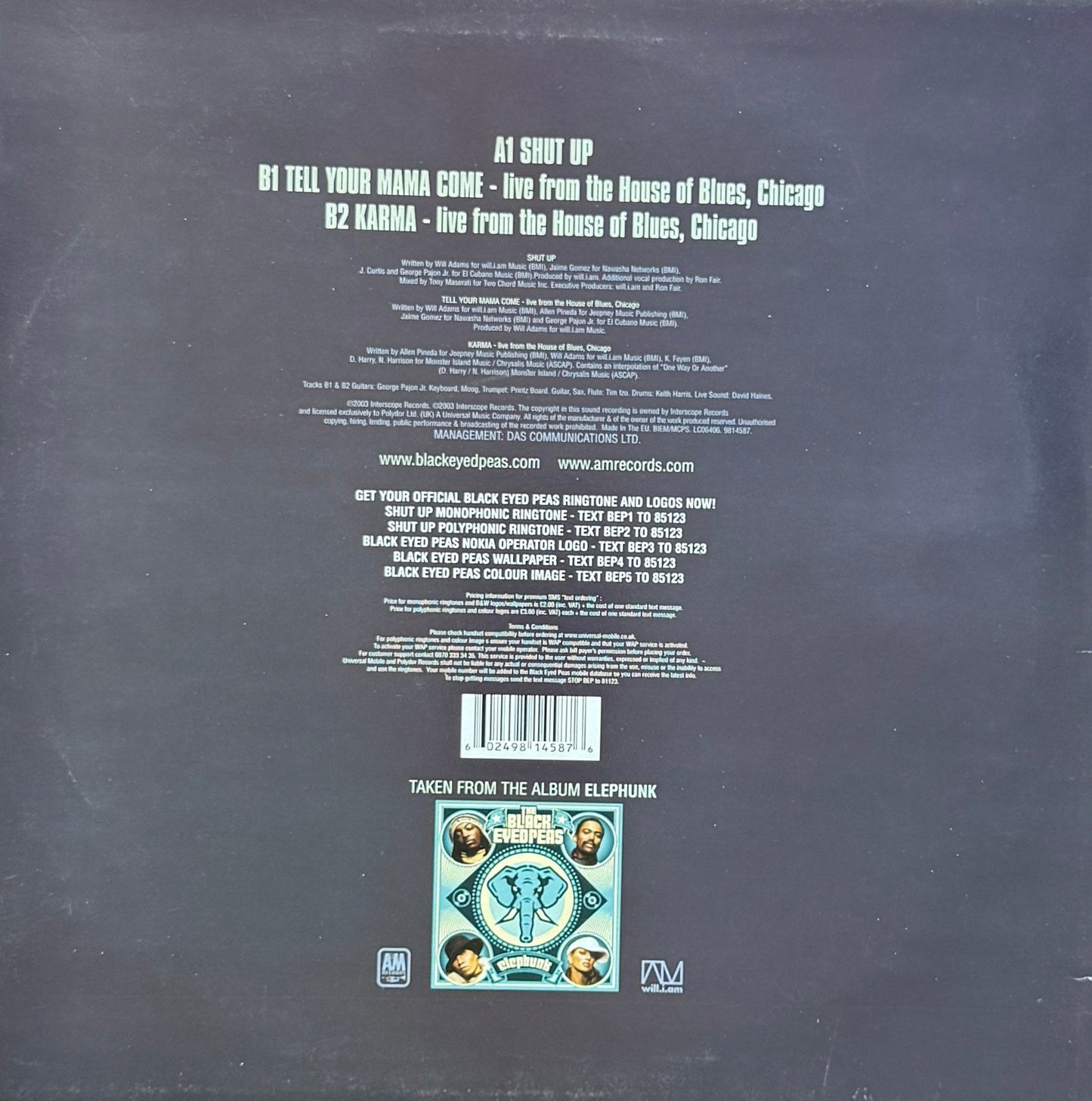 The Black Eyed Peas – Shut Up - 12" Vinyl 2004