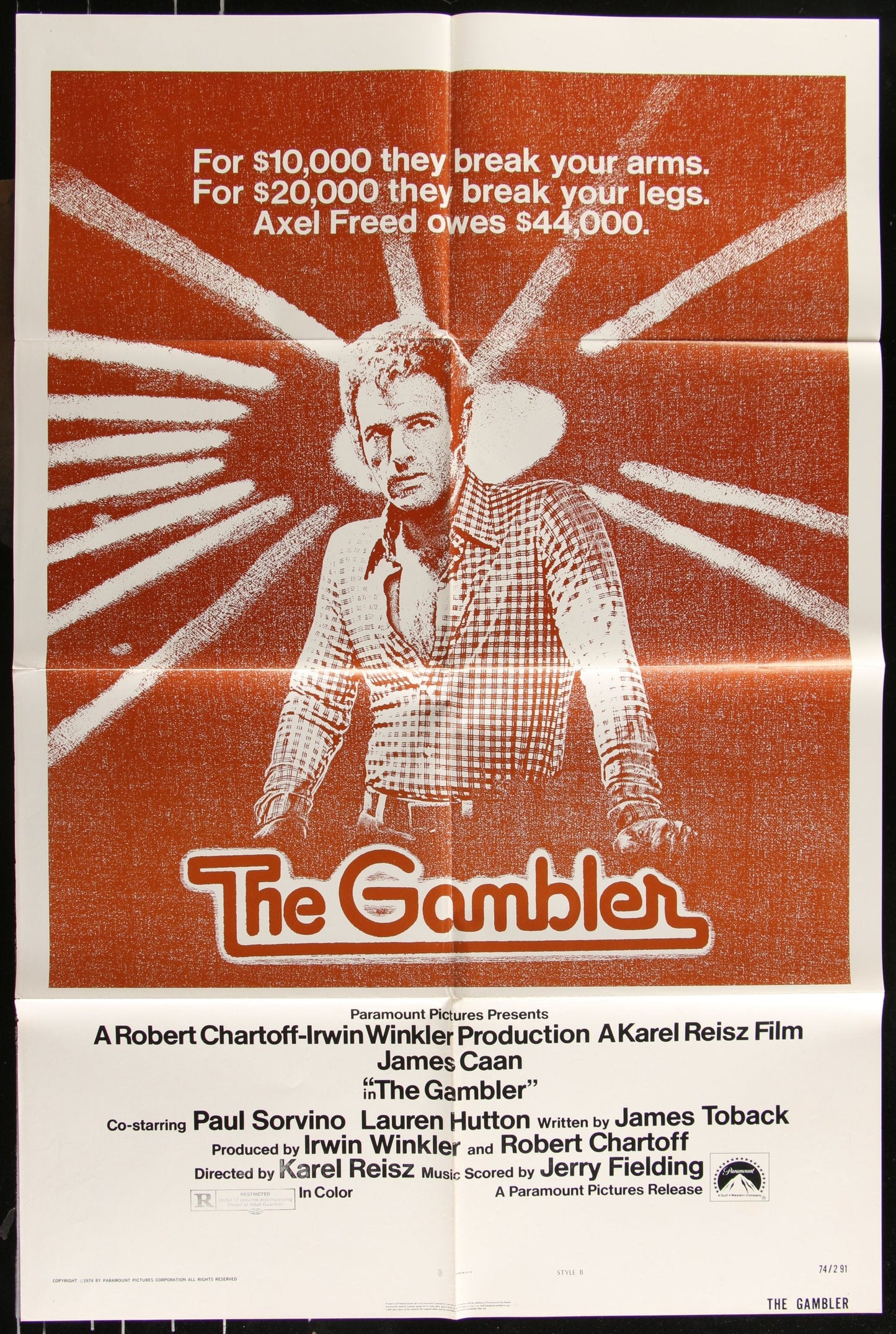 The Gambler (1974) Original US One Sheet Movie Poster