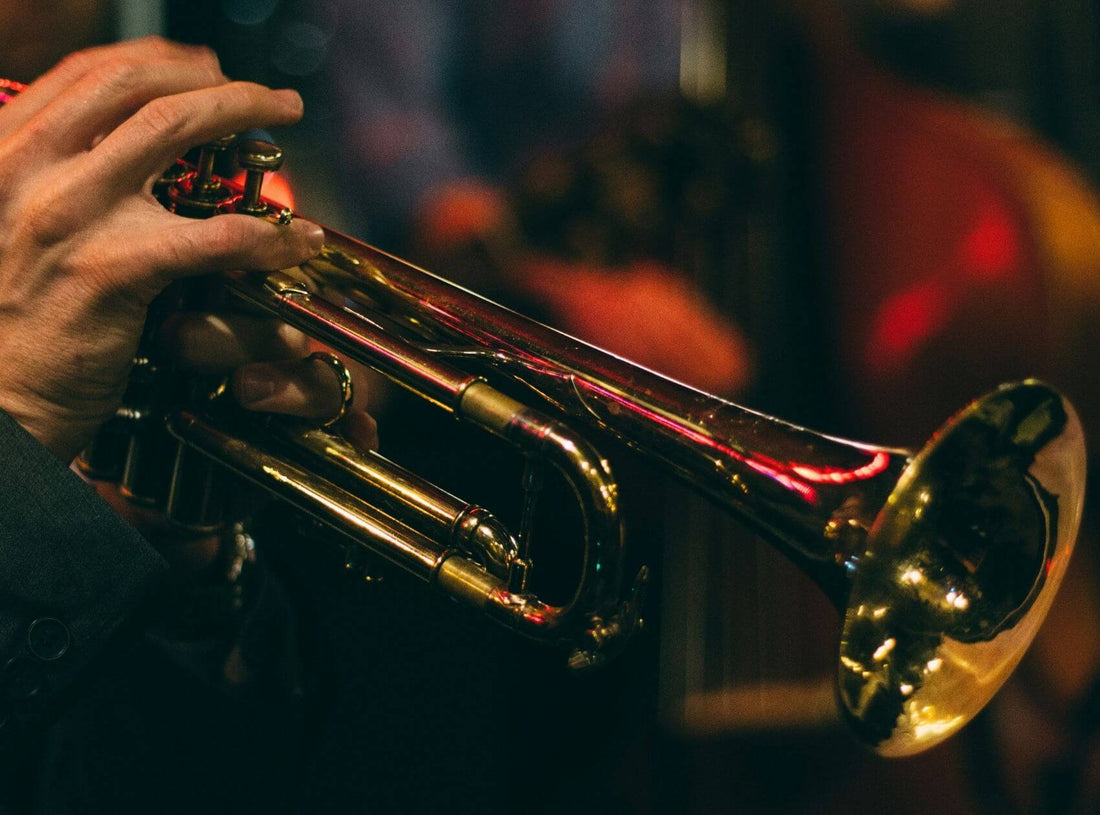 A jazz musician playing his trumpet