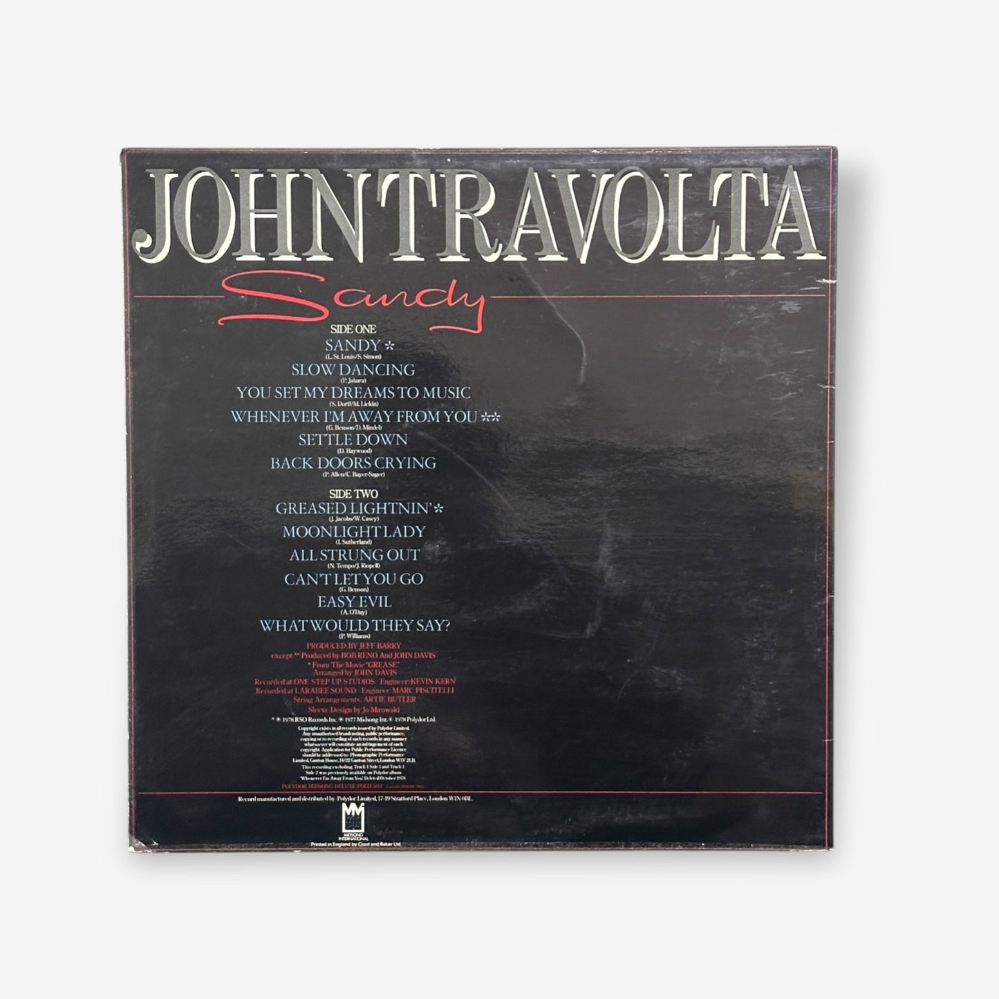 John Travolta - Sandy Vinyl Record With Poster 1978