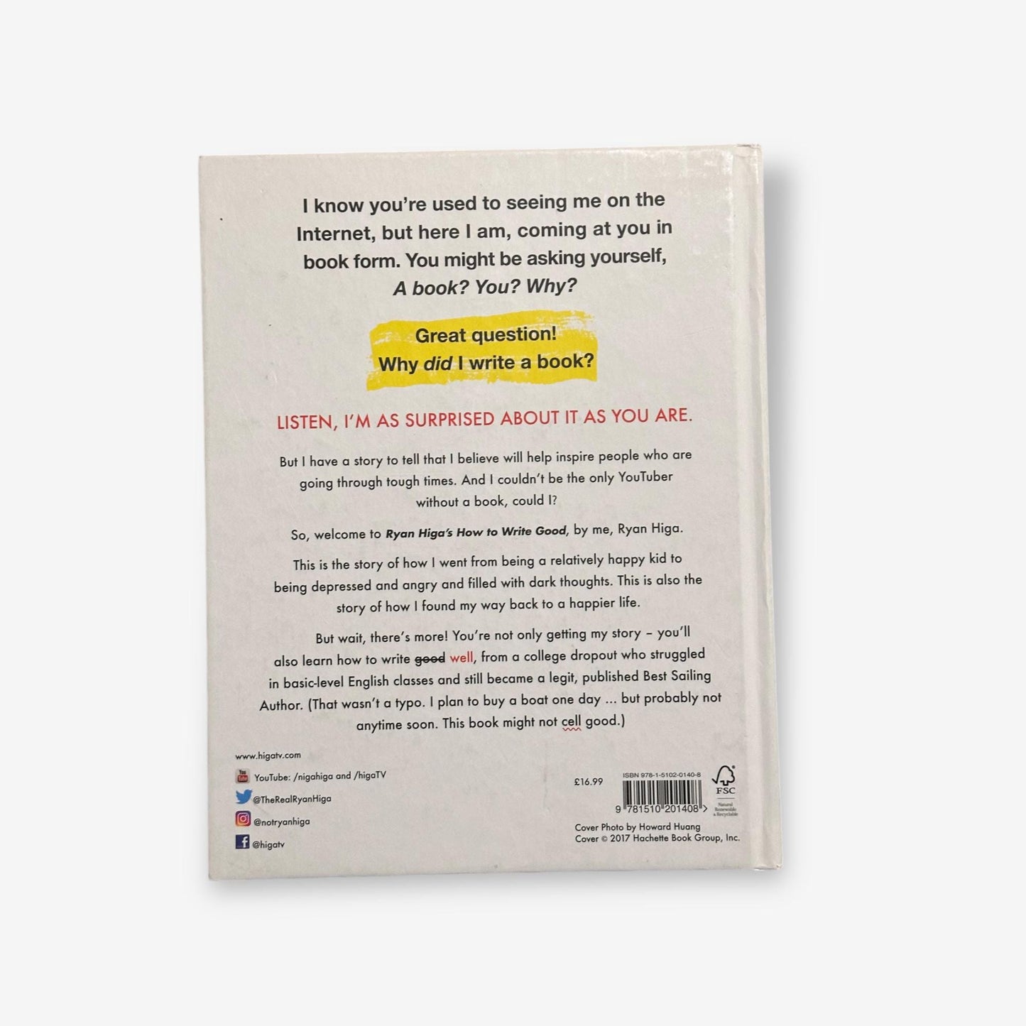 Ryan Higa&#39;s - How To Write Good Hardback Autobiography Book 2017