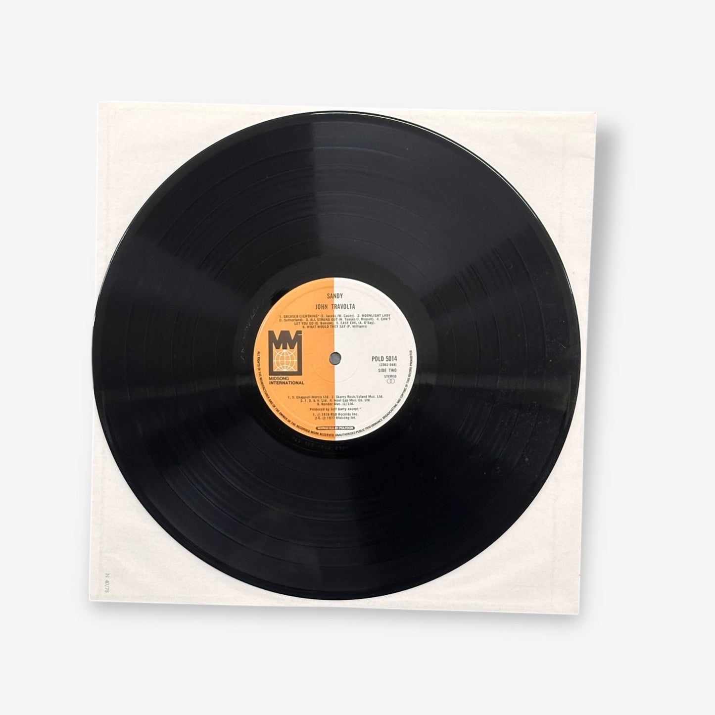 John Travolta - Sandy Vinyl Record With Poster 1978