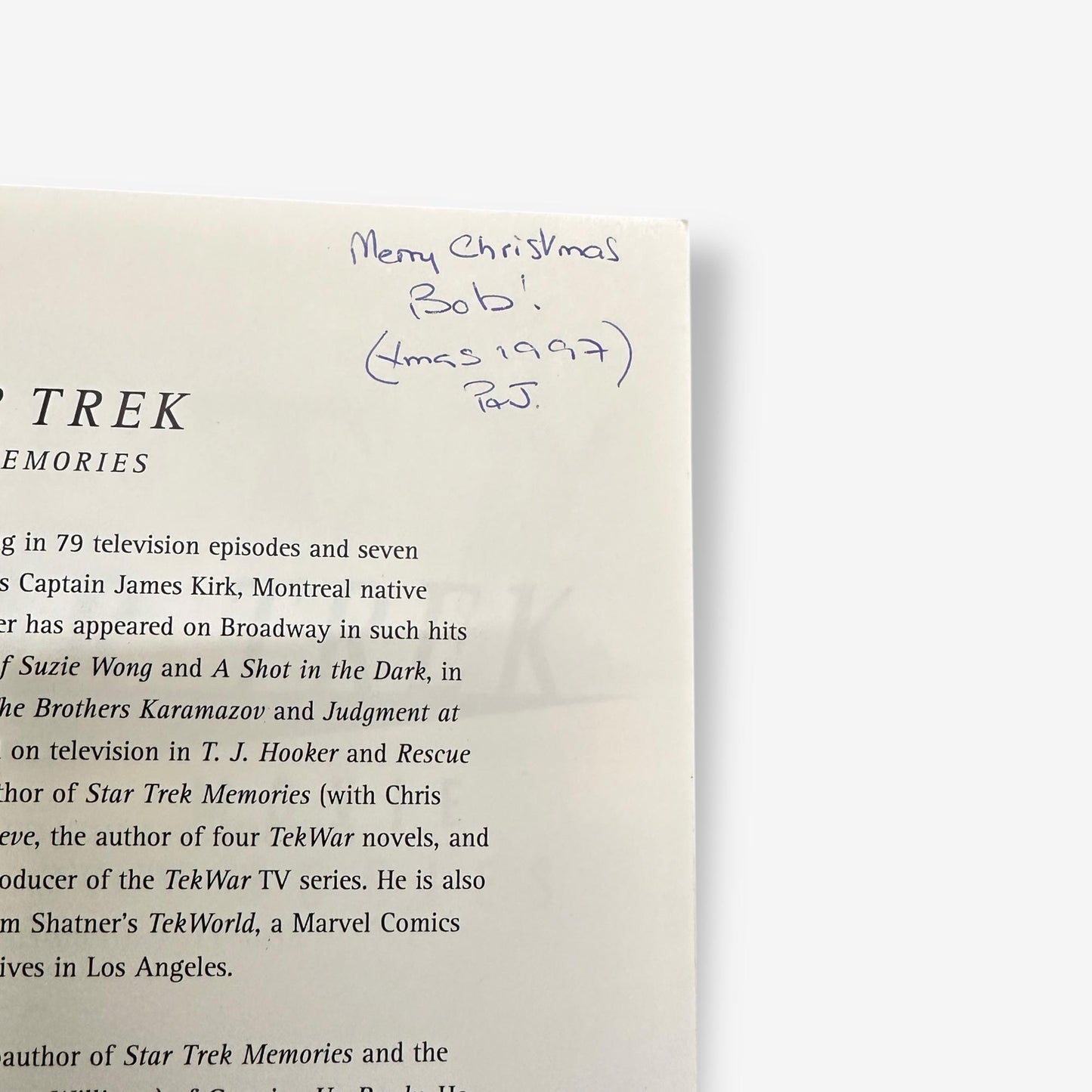 William Shatner - Star Trek Movie Memories: The Inside Story Of The Classic Movies - Paperback Book