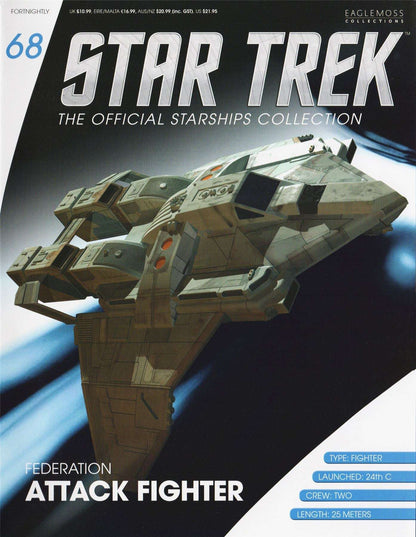 #21 / #68 Federation Attack Fighter Diecast Model Ship Window Boxed (Star Trek / Eaglemoss)