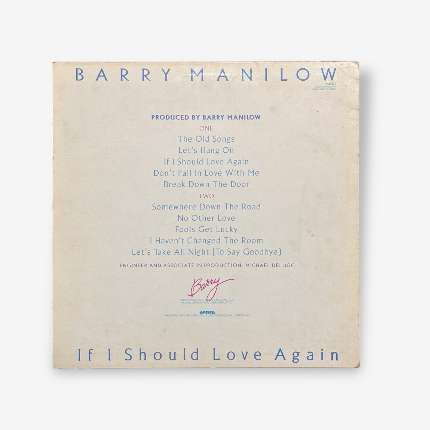 Barry Manilow - If I Should Love Again Vinyl Record 1981