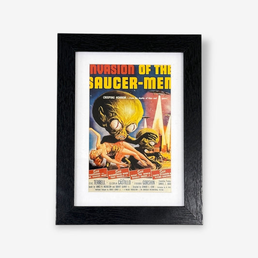 Framed Mounted Invasion Of The Saucer-Men Retro Movie A5 Postcard
