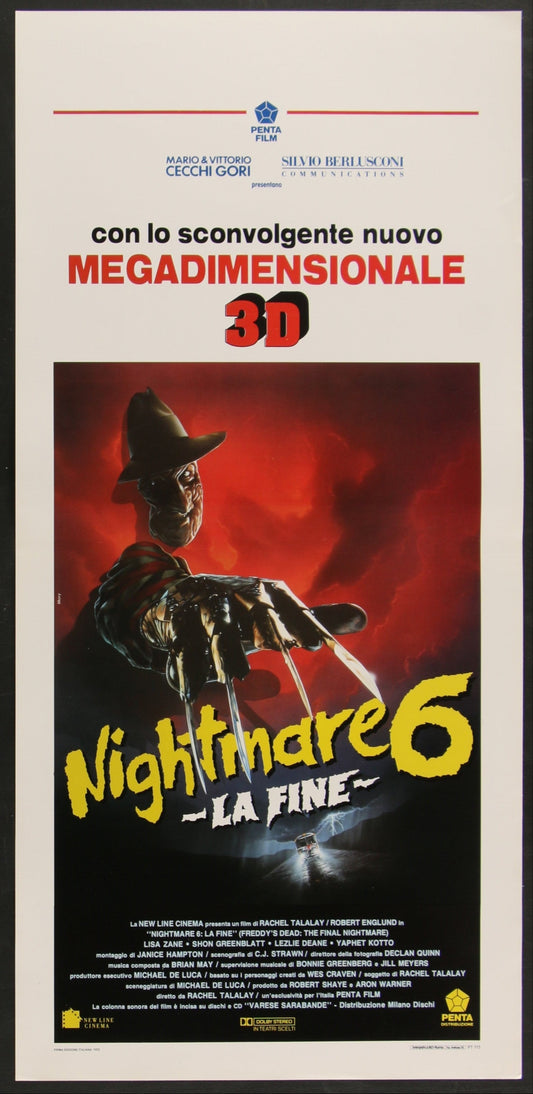 A Nightmare on Elm Street 6: Freddy’s Dead (1991) Italian Locandina 13x27