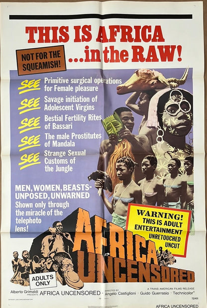 Africa Uncensored (1972) Original US One Sheet Cinema Poster