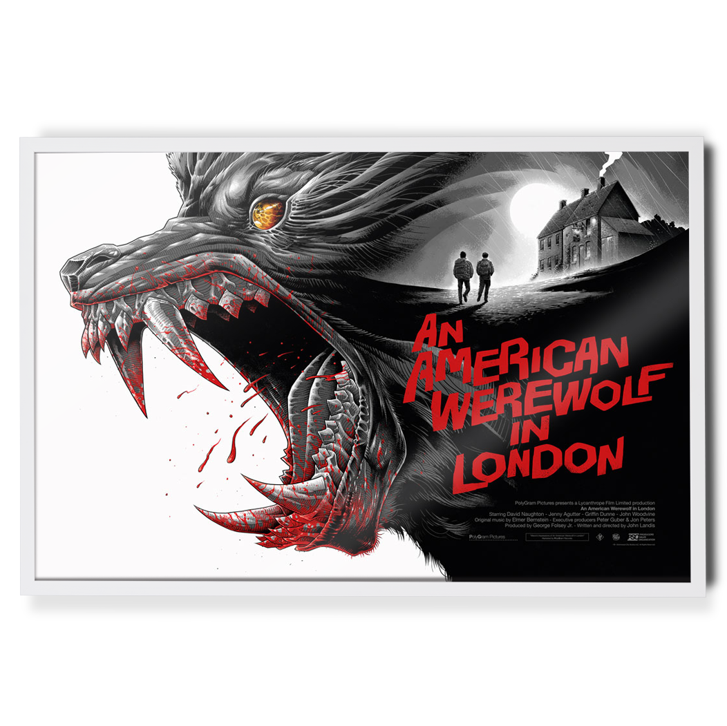 Officially Licensed - An American Werewolf In London Print Framed 24x36 Inch Poster - White