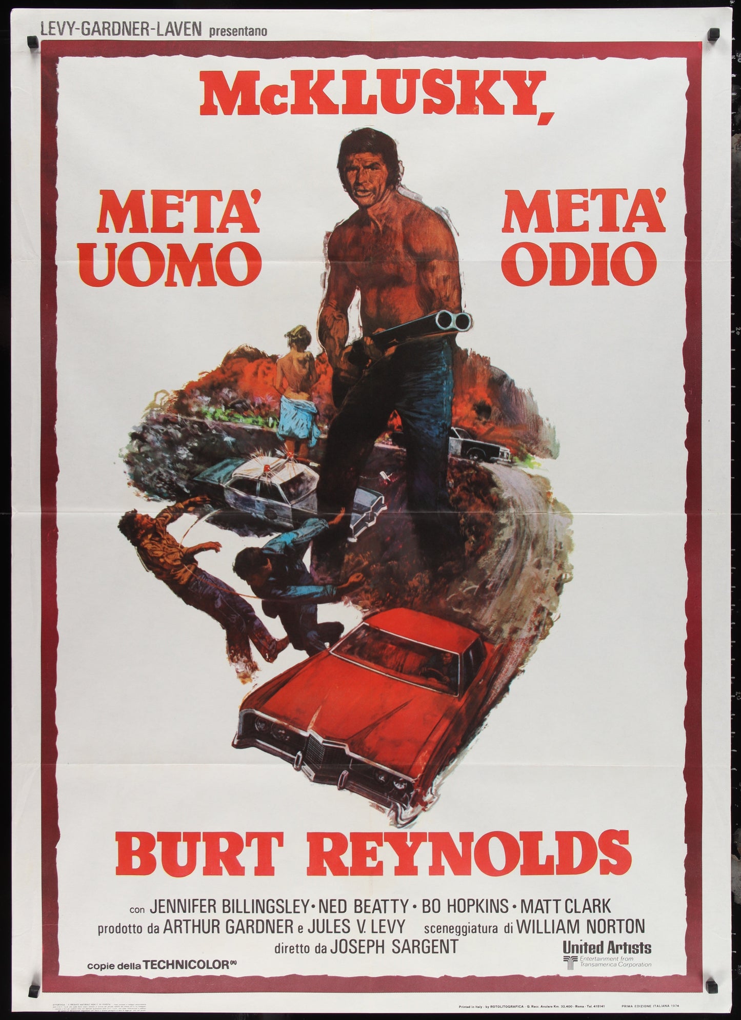 White Lightning (1973) Original Italian One Panel Movie Poster