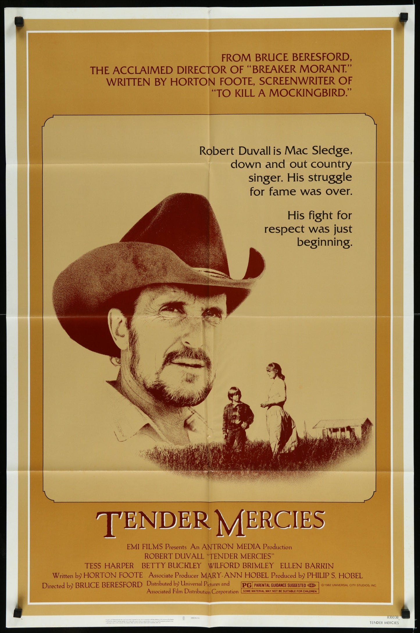 Tender Mercies (1983) Original US One Sheet Movie Poster