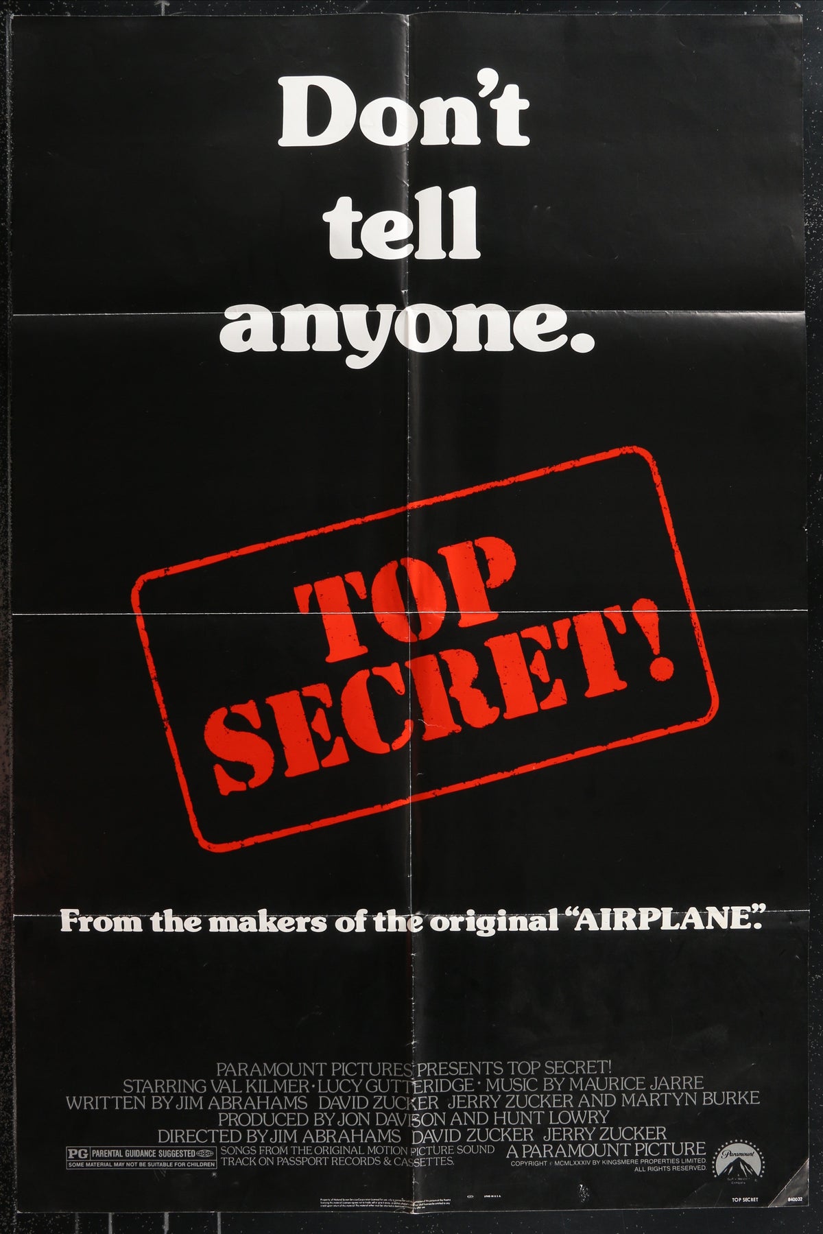 Top Secret! (1984) Original US One Sheet Movie Poster