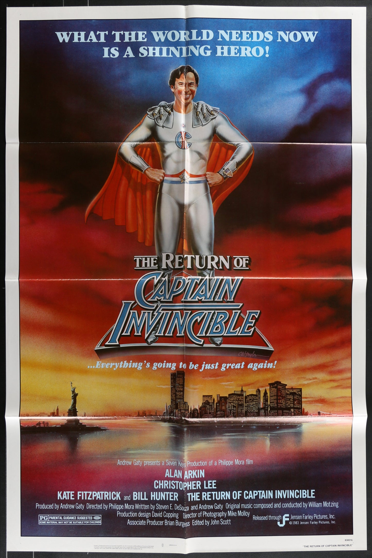 The Return Of Captain Invincible (1983) Original US One Sheet Movie Poster
