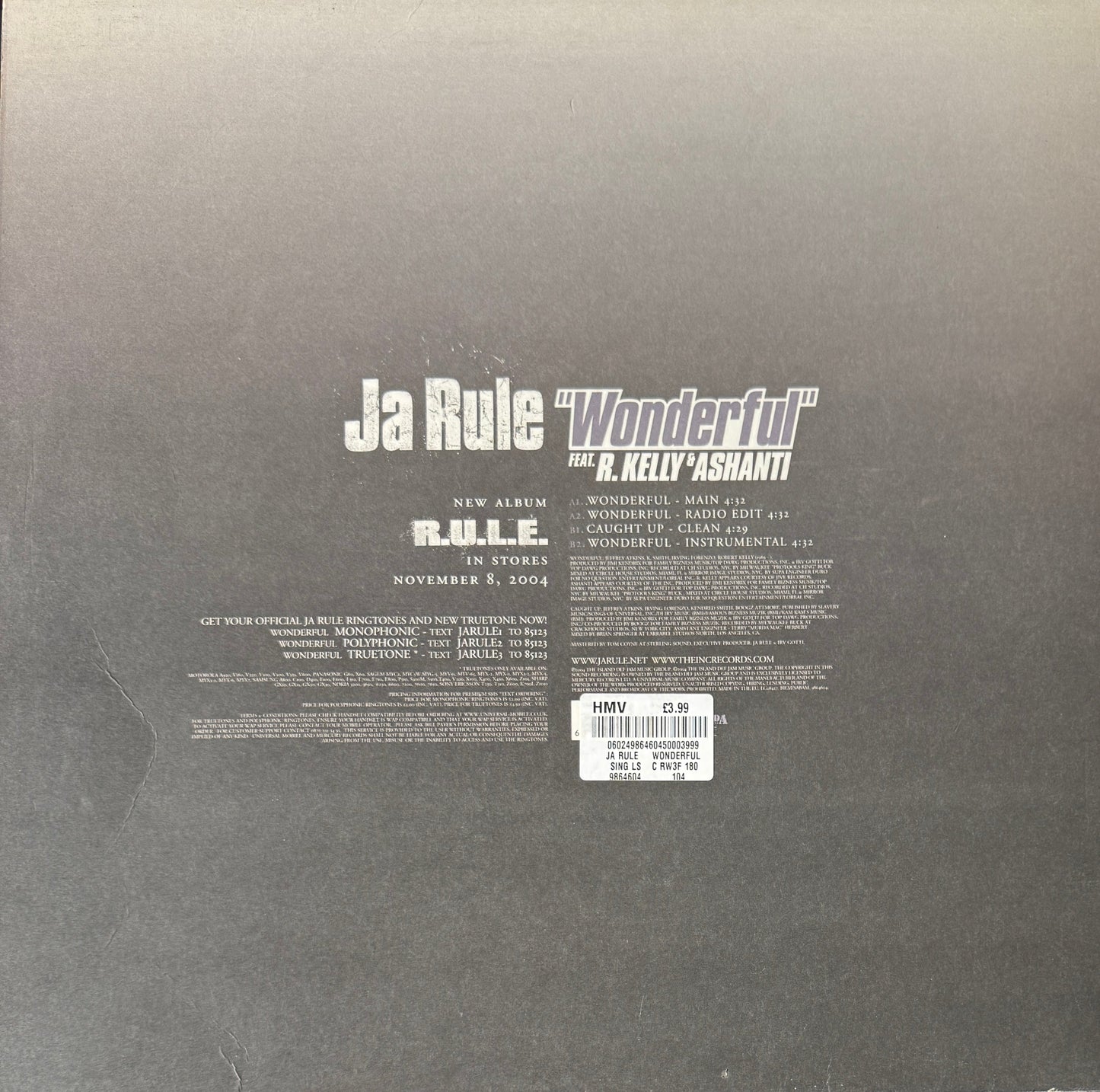Ja Rule feat. R. Kelly &amp; Ashanti – Wonderful (2004) – 12" Hip Hop Vinyl