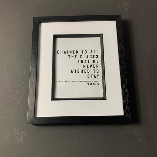 Oasis - Cast No Shadow - Framed Lyric Print