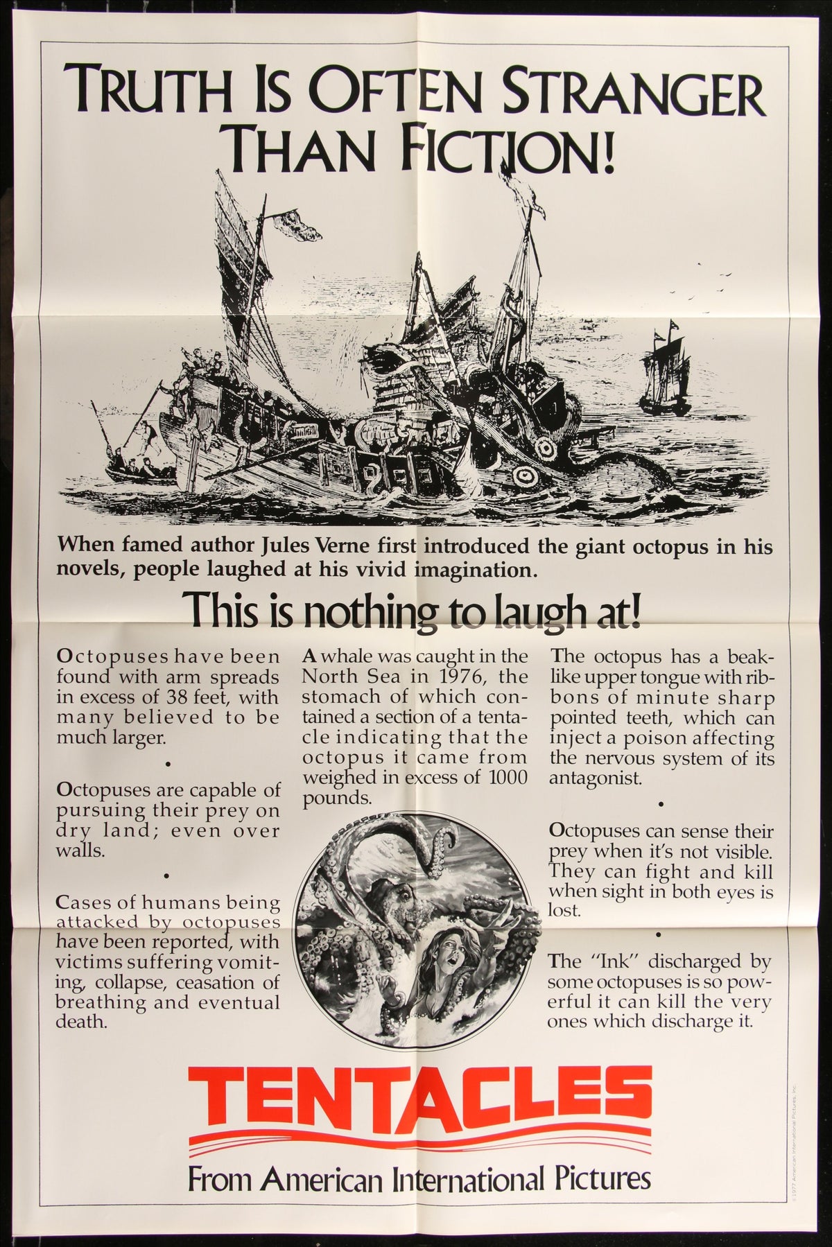 Tentacles (1977) Original US One Sheet Movie Poster 27 x 41