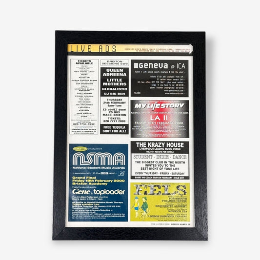 Framed Melody Maker A4 Magazine Poster - Live Gig Events 2000