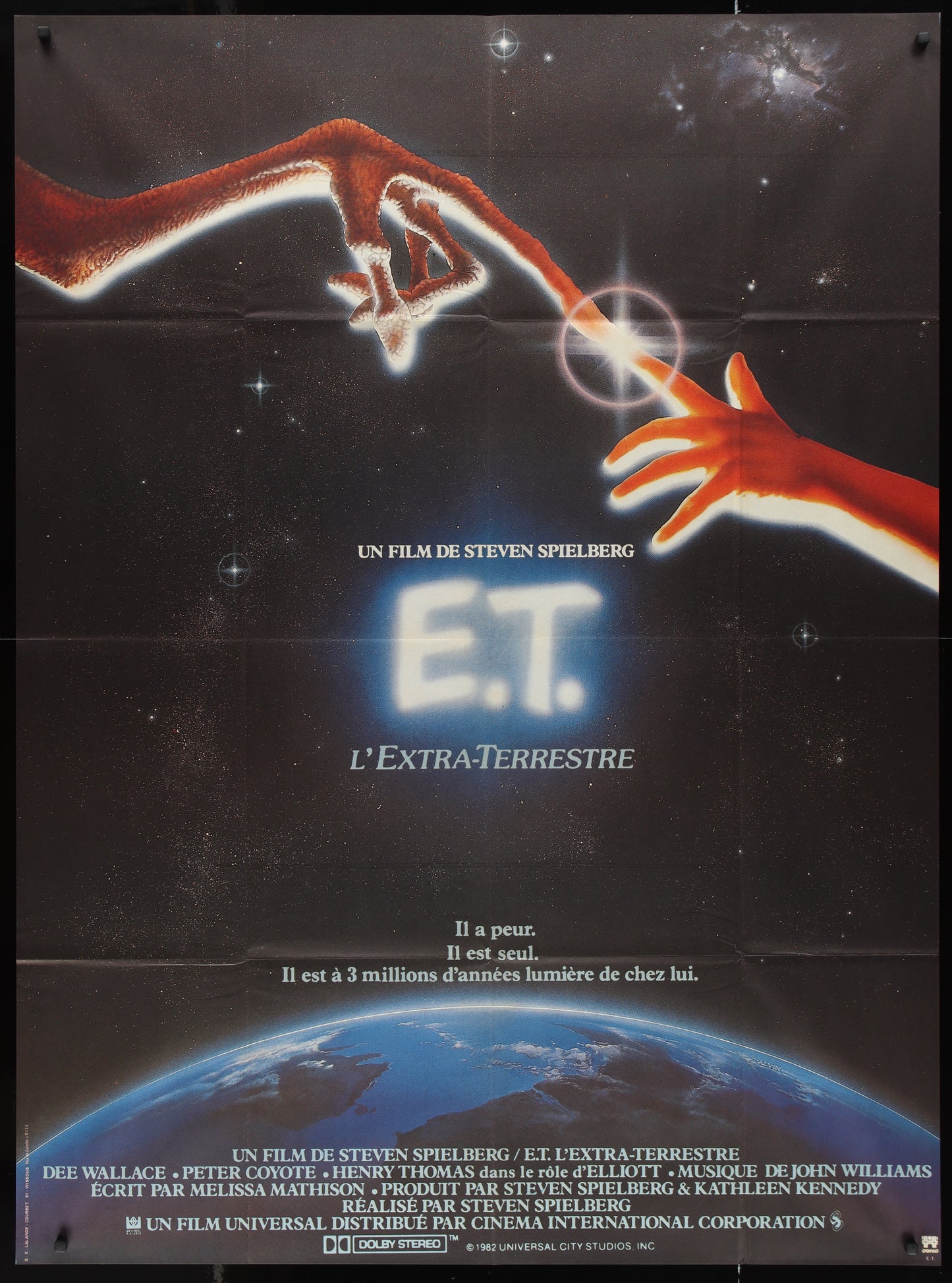 E.T. The Extra Terrestrial (1982) Original French Grande Movie Poster