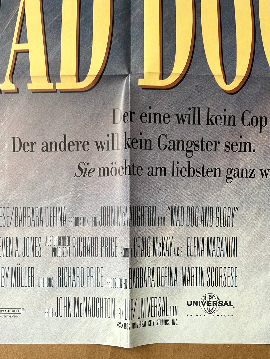 Mad Dog & Glory (1993) Original German A1 Cinema Poster