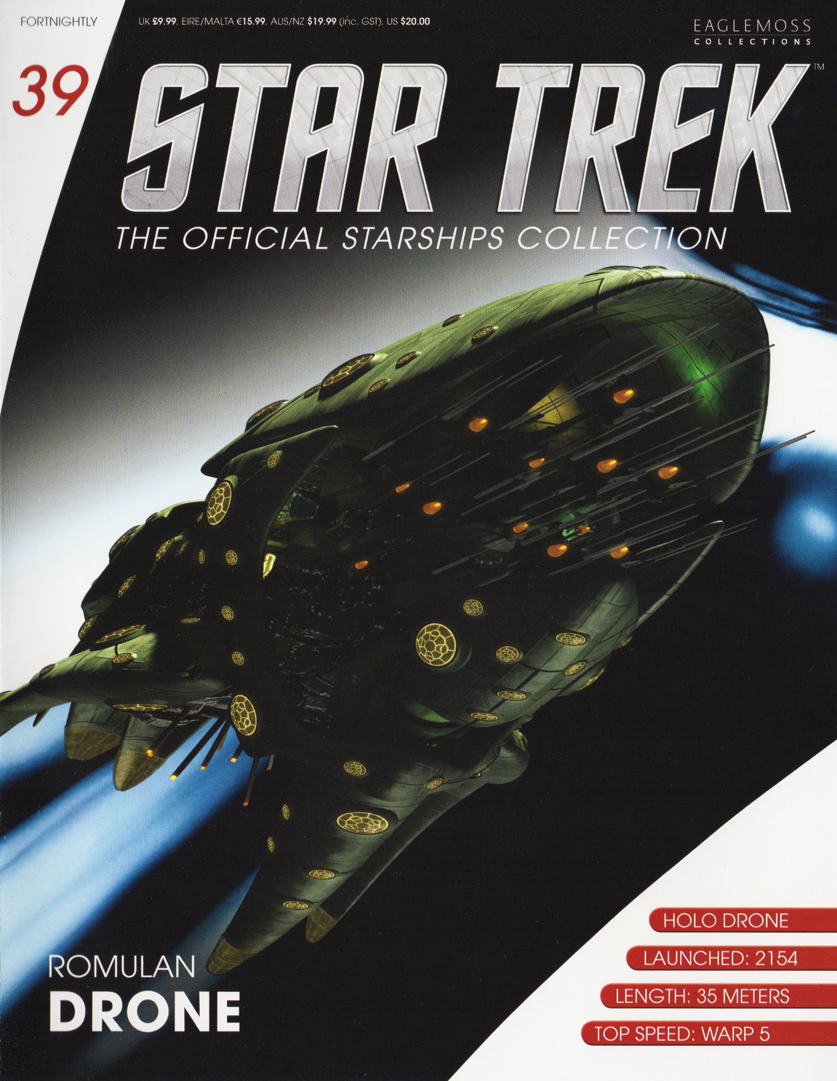 #39 Romulan Drone Model Die Cast Ship (Eaglemoss / Star Trek)