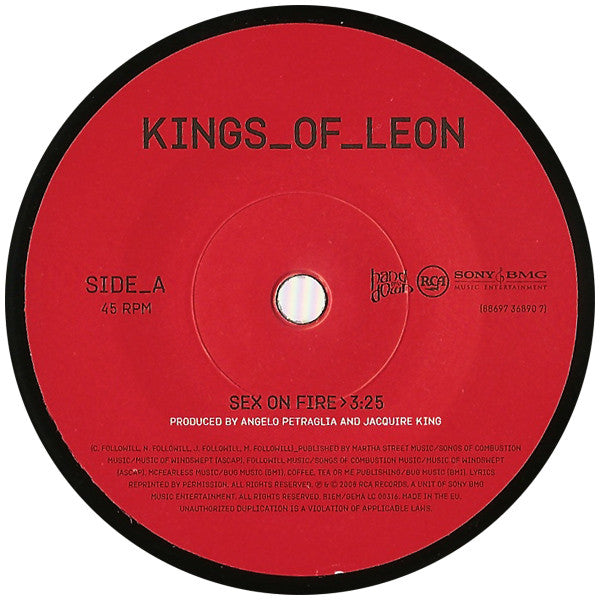 Kings Of Leon – Sex On Fire / Beneath The Surface – 2008 Indie Rock · 7" Vinyl · Near Mint
