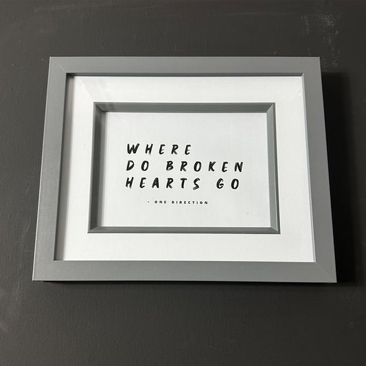 One Direction - Where Do Broken Hearts Go - Framed Lyric Print