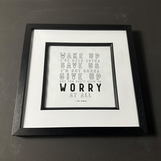 The Vamps - Worry - Framed Lyric Print