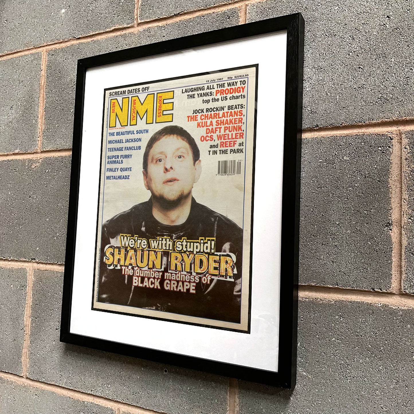 Happy Mondays - Shaun Ryder Framed Luxury Original 1997 NME Magazine 53cm x 43cm