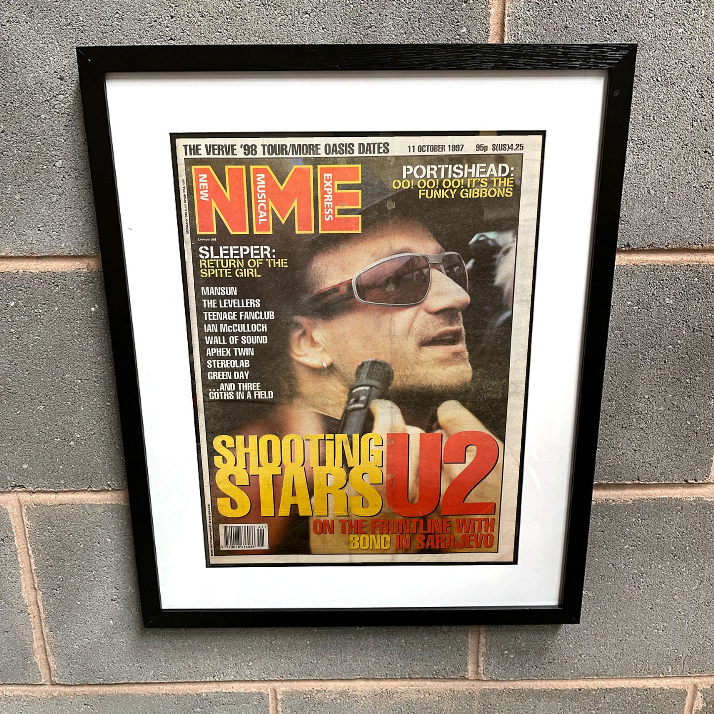U2 - Bono Framed Luxury Original 1997 NME Magazine 53cm x 43cm