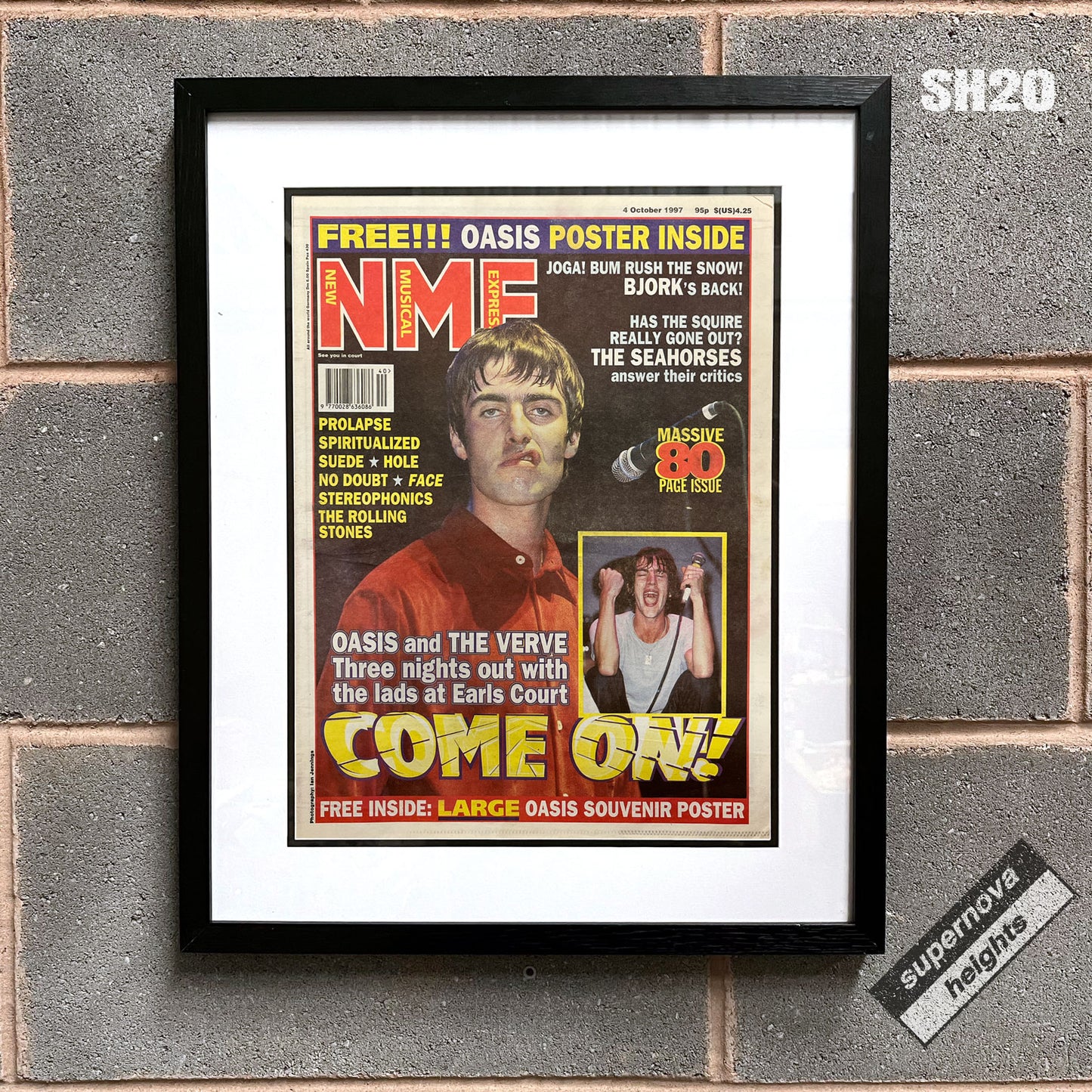 Oasis - Liam Gallagher Framed Luxury Original 1997 NME Magazine 53cm x 43cm