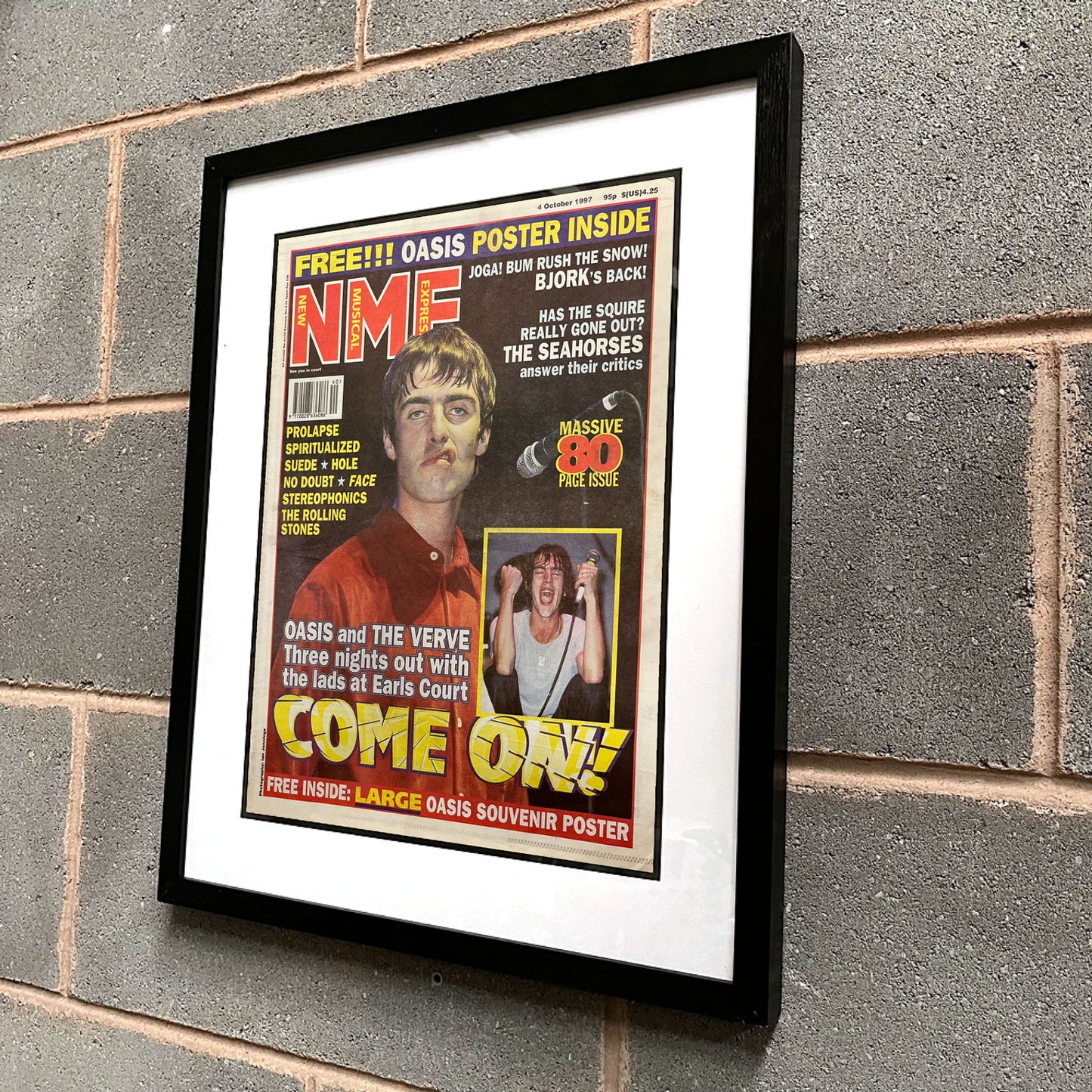 Oasis - Liam Gallagher Framed Luxury Original 1997 NME Magazine 53cm x 43cm